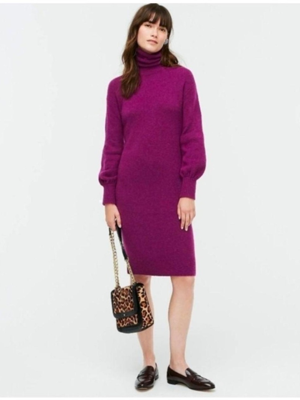 J Crew Alpaca Merino Sweater-Dress 2X XXL Turtleneck Supersoft Yarn Royal Purple